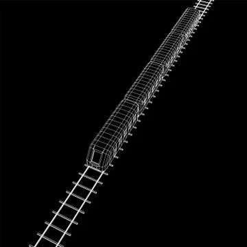 High speed train in motion. Vector rendering of 3d. Wire-frame style イラスト素材