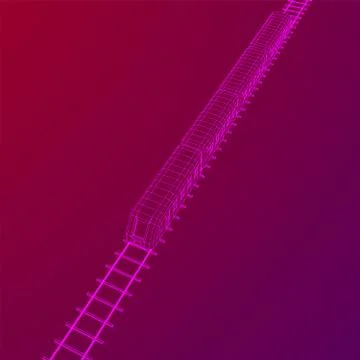 High speed train in motion. Vector rendering of 3d. Wire-frame style Stock Illustration