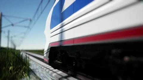 High-speed train movement. 3D rendering Stock Footage 164101074