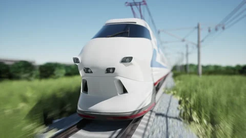High-speed train movement. 3D rendering Stock Footage 165388425