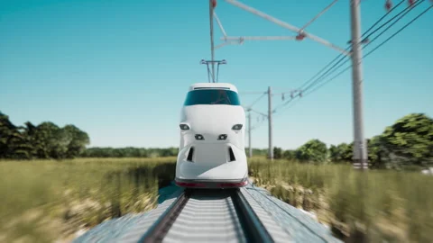 High-speed train movement. 3D rendering Stock Footage 165388663