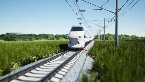 High-speed train movement. 3D rendering Stock Footage 165388966