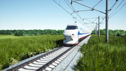 High-speed train movement. 3D rendering Stock Footage 165391480