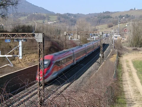 High speed train moving away Video stock 72570863