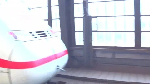 High-speed train passes platform fast Back view Berlin Germany Stock Footage 123151552