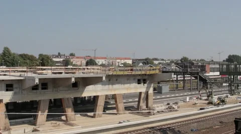 High speed train, passing through the city at germany Video stock 68089050
