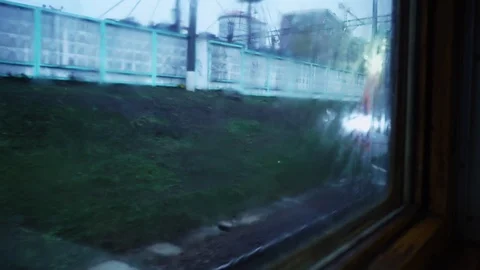 High-speed train passing trains. View from the window. Passenger train. Stock Footage 121611304