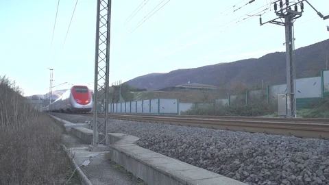 High speed train passing from very close Stock Footage 83794093