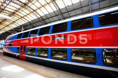 High speed train at a railway station Stock Photos