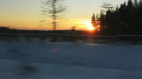 High speed train Sapsan goes through snow-covered fields Stock Footage 20474897