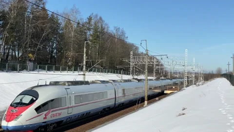 High speed train "Sapsan" passing the station 스톡 동영상 151078371