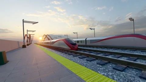 High-speed train speeding across the sea Vídeo Stock 319413936