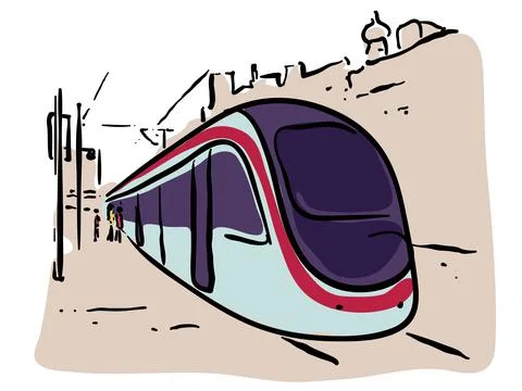 High speed train at station vector Illustrazione stock