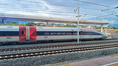 High speed train on station.Modern public transportation Stock Photos