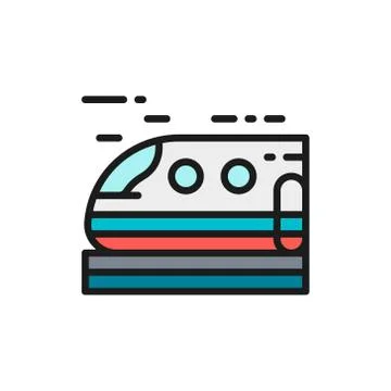 High-speed train, subway, tram flat color line icon. Stock-Illustration