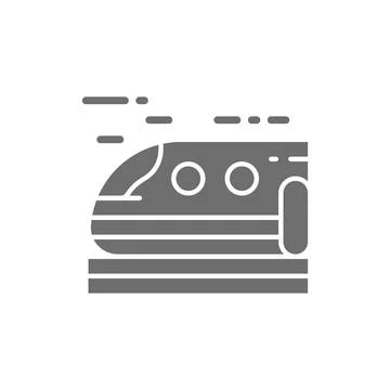 High-speed train, subway, tram grey icon. Isolated on white background Stock Illustration