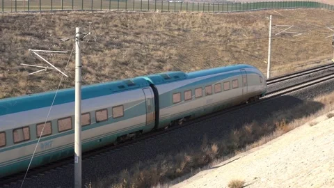 High speed train of TCDD on the way goes to Istanbul from Ankara Stock Footage 164479004