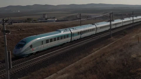 High speed train of TCDD on the way goes to Ankara from Istanbul Stock-Footage 164479415