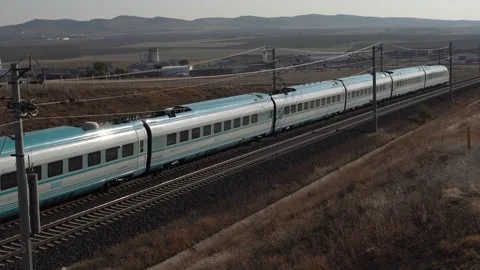 High speed train of TCDD on the way goes to Ankara from Istanbul Stock Footage 166019059