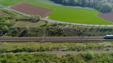 High speed train tunnel - aerial view Stock Footage 88596039