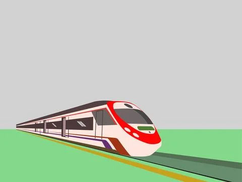 High-speed trains are running on the tracks. are running on the tracks. Stock Illustration