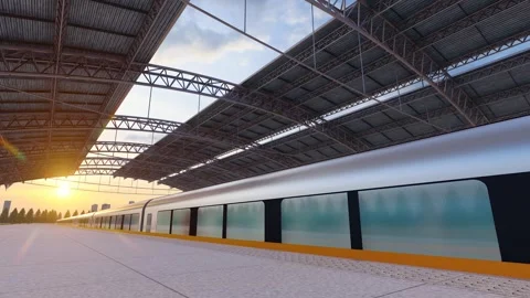 High-speed trains arrive at the station at high speed 스톡 동영상 321786854
