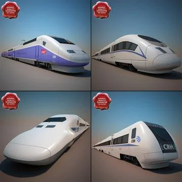 High-Speed Trains Collection V3 3D Model