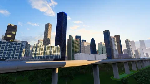 High-speed trains pass through major cities. Stock Footage 343617422