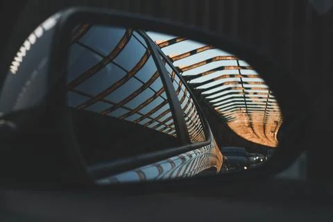 High-Speed Tunnel View Reflected in a Vehicle Side Mirror Stock Photos