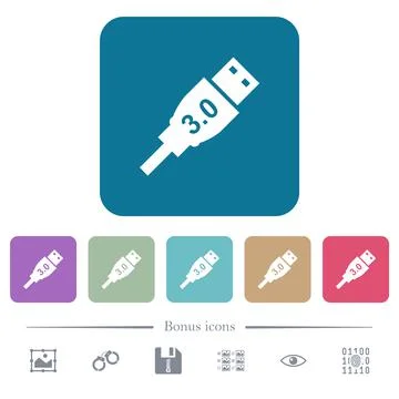 High speed USB flat icons on color rounded square backgrounds Stock Illustration