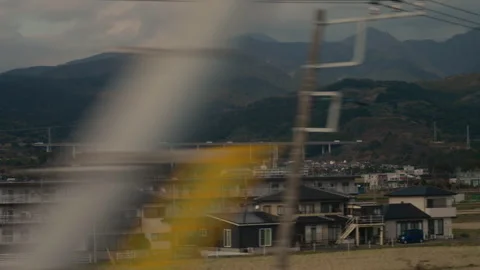 High speed view from shinkansen window with motion blur Japan Vidéo 332748227