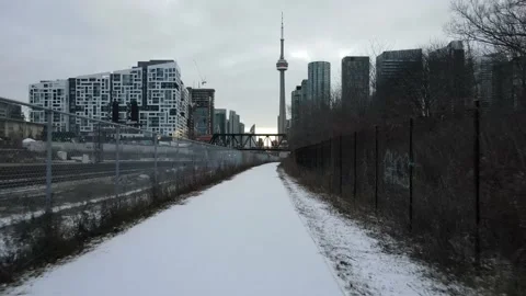 High speed view of Toronto skyline Stock Footage 147266672
