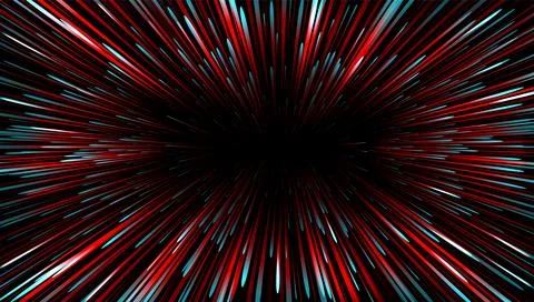 High speed warp of red light with radial burst. Stock Illustration