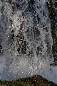High-Speed Waterfall: Cascading onto Grass Blades Stock Photos