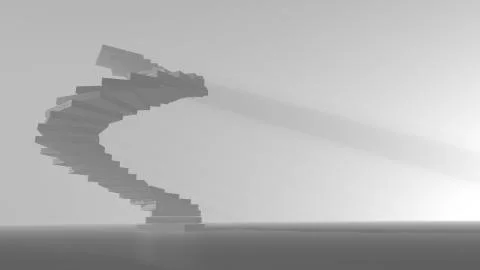 High spiral staircase in an abstract space illuminated with bright light Stock Illustration
