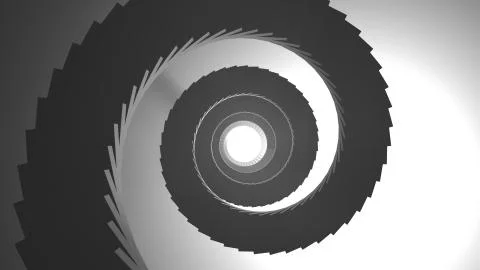 High spiral staircase in an abstract space illuminated with bright light Stock Illustration