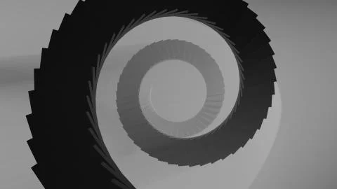 High spiral staircase in an abstract space illuminated with bright light Stock Illustration