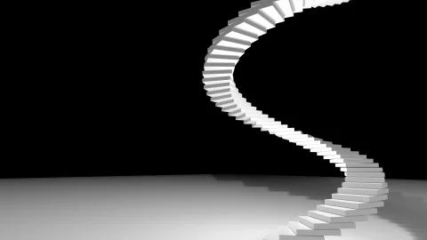 High spiral staircase in an abstract space illuminated with bright light. side Stock Illustration