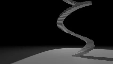 High spiral staircase in an abstract space illuminated with bright light Stock Illustration