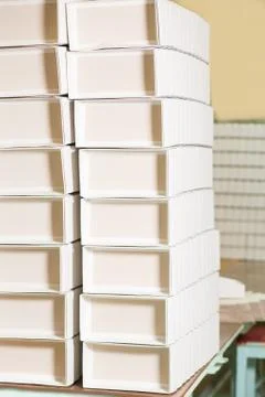 High stack of empty boxes. Stock Photos