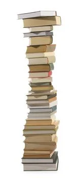 High stack of many different books isolated on white Stockfoto's