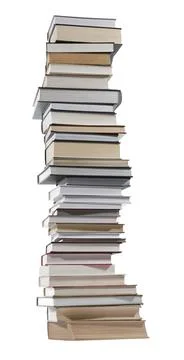 High stack of many different books isolated on white Stock Photos