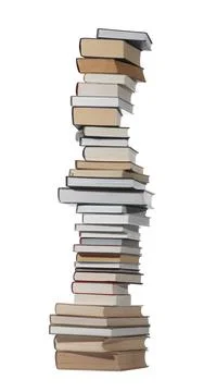 High stack of many different books isolated on white Stockfoto's
