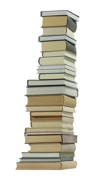 High stack of many different books isolated on white Stockfoto's
