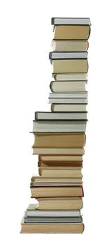 High stack of many different books isolated on white Stock Photos