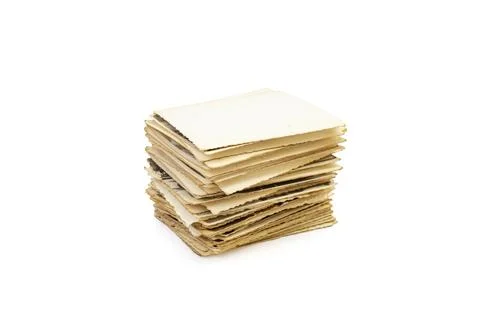 High stack of old photos  with blank copy space , isolated on white backgro.. Stock Photos