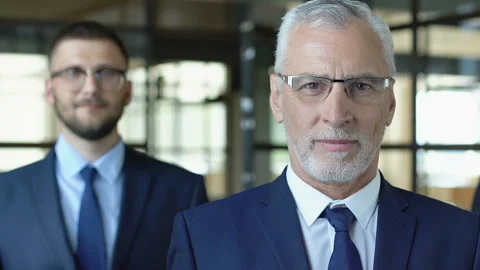 High status entrepreneurs posing on camera, advertising quality business service Stock Footage 112667108