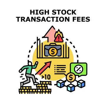 High stock transaction fees affecting investment earnings Stock Illustration