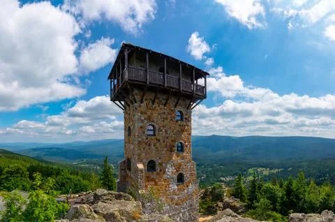 High Stone in Jizera Mountains. view of the Karkonosze. Szklarska Poreba, P.. Stock Photos