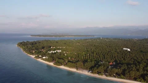 High sunset island pull out Stock Footage 329712903